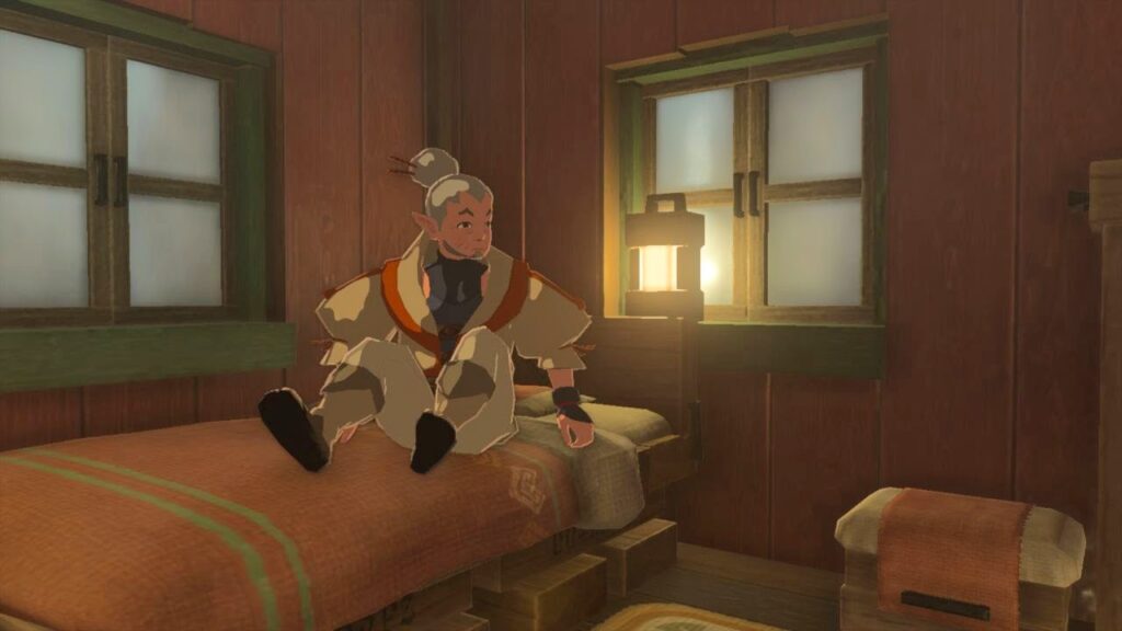 ゼルダの伝説ティアーズオブザキングダムにあるハテノ学校にいるシモンの寝起き