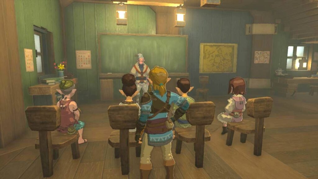 ゼルダの伝説ティアーズオブザキングダムにあるハテノ学校は朝9時に授業が始まる