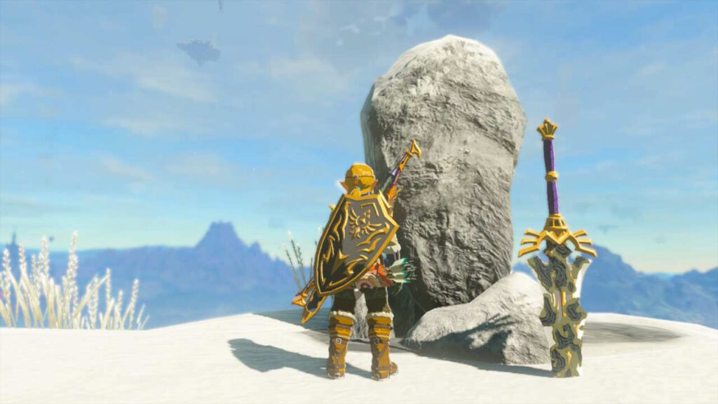 ゼルダの伝説ティアーズオブザキングダムにある始まりの台地。ハイラル王の前にいるリンク