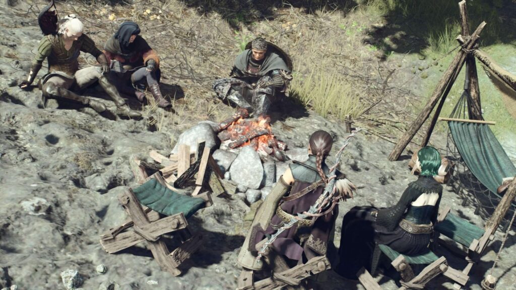 ドラゴンズドグマ2のキャンプ地で休憩する