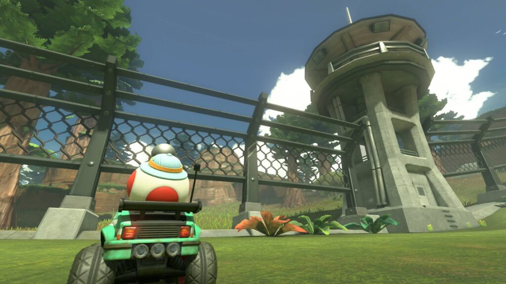 マリオカートワールドにあるディノディノジャングル。研究所跡の周りの防壁
