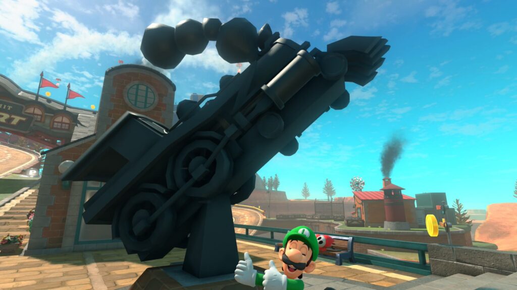 マリオカートワールドにあるシュポポコースターの銅像