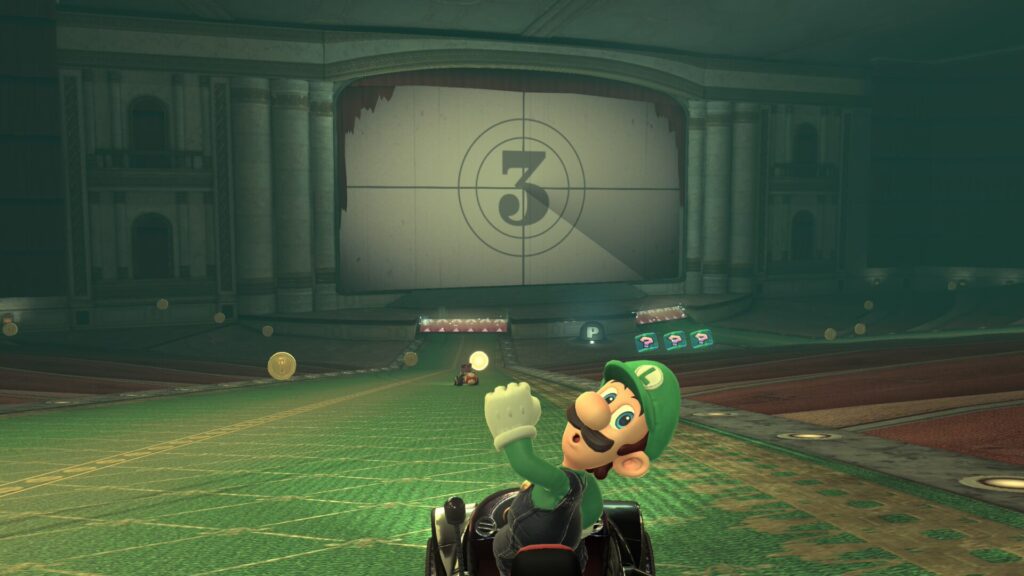 マリオカートワールドにあるおばけシネマの上映室にあるスクリーン