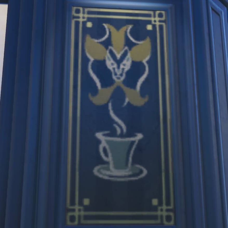 ポケモンレジェンズZAにあるカフェ・カンコドールの壁で見つけたオスのカエンジシの絵