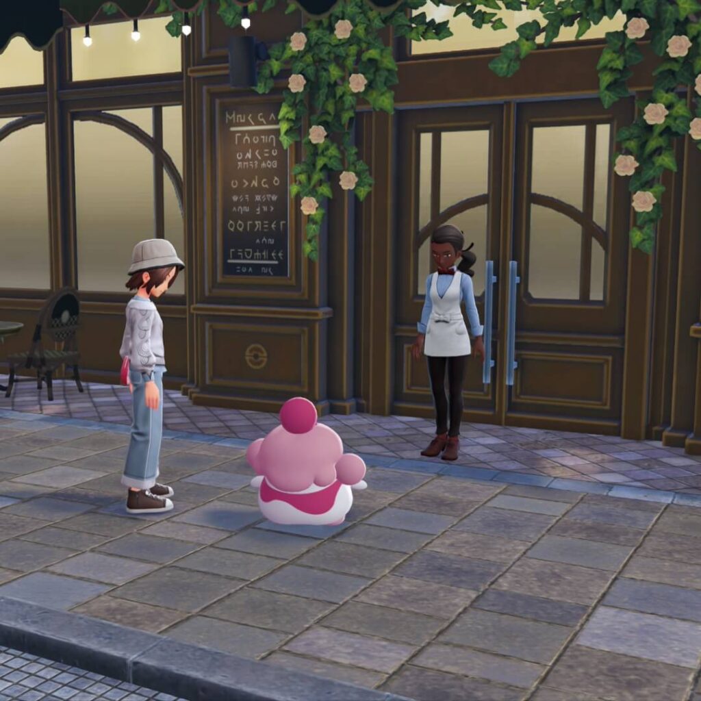 ポケモンレジェンズZAのサイドミッション14で、カフェ・フォーカスにいるペロリームと一緒にカフェ・ソレイユへ行く