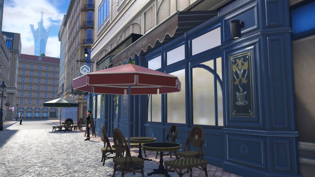 ポケモンレジェンズZAのミアレシティにあるカフェ・カンコドールからの景観