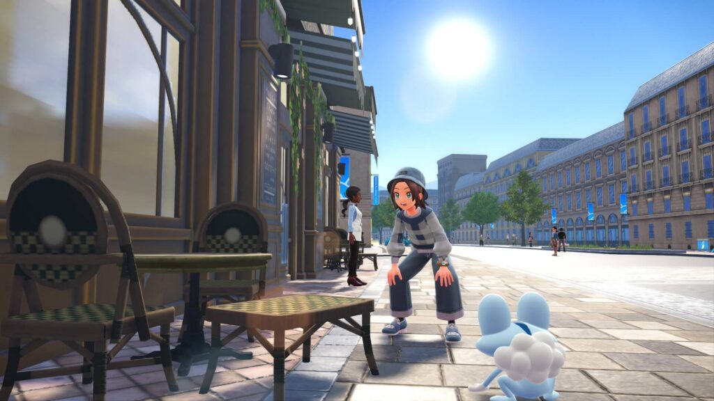 ポケモンレジェンズZAにあるカフェ・ソレイユは昼時になると、直射日光で明るくなる