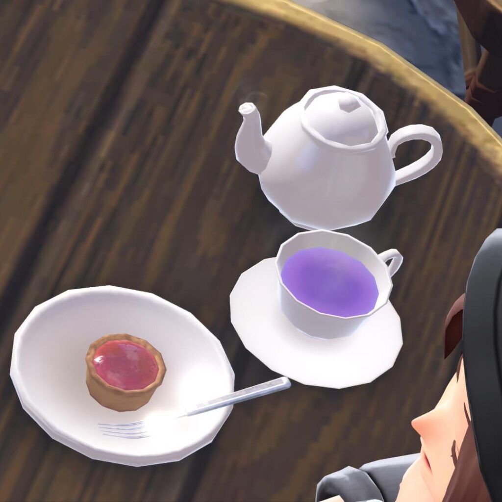 ポケモンレジェンズZAにあるカフェ・かわいがりで注文したオレンフレーバーティー