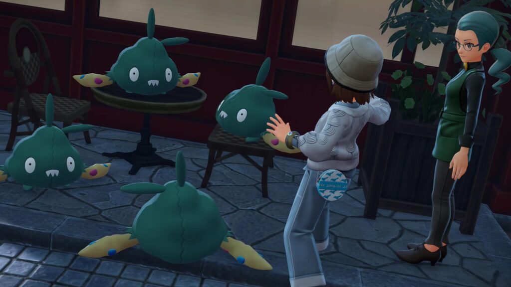 ポケモンレジェンズZAのサイドミッション「カフェのお客はヤブクロン」の様子