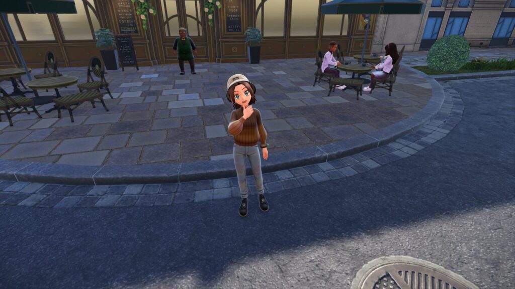 ポケモンレジェンズZAにあるミアレシティ。カフェ・アラモードは昼間も日陰になってしまう。