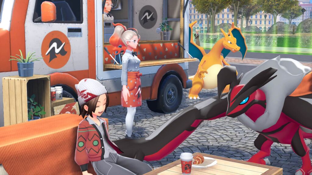 ポケモンレジェンズZAにあるヌーヴォカフェでイベルタルとコーヒーを飲む