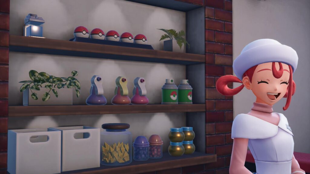 ポケモンレジェンズZAにあるミアレシティ。ポケセン受付嬢の後ろにある棚