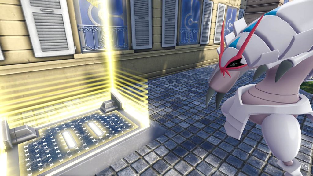 ポケモンレジェンズZAにある昇降エレベーターを見る色違いグソクムシャ