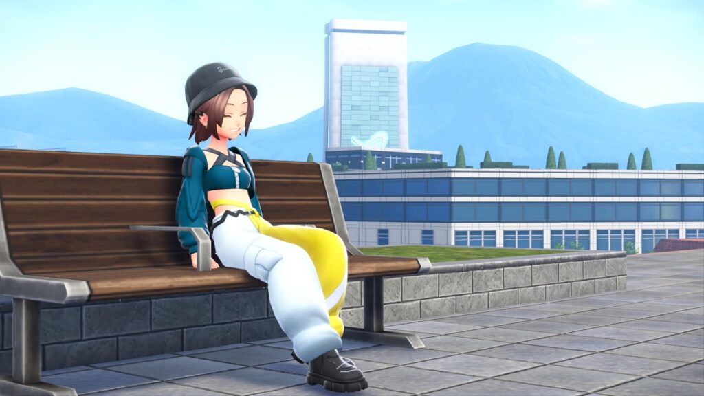 ポケモンレジェンズZAのローズ1番地にあるカナリィが座ったベンチに、座ってみる主人公