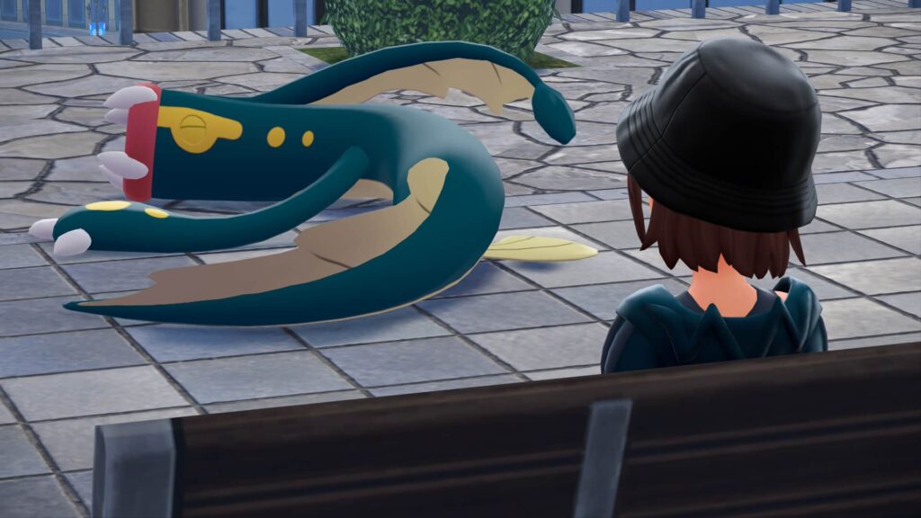 ポケモンレジェンズZAにあるローズ1番地の屋上のベンチの傍で居眠りするシビルドン