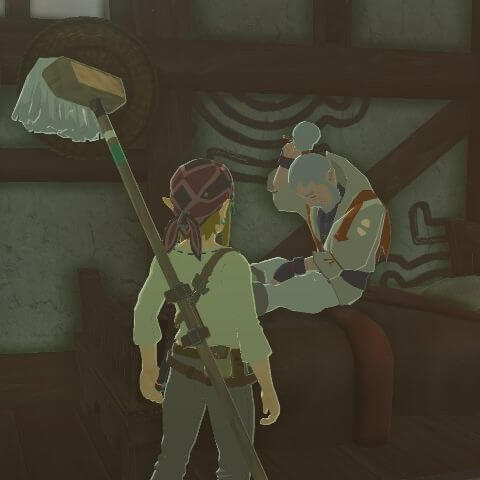 ゼルダの伝説ブレスオブザワイルドにあるカカリコ村のナーキンが目を覚ます様子