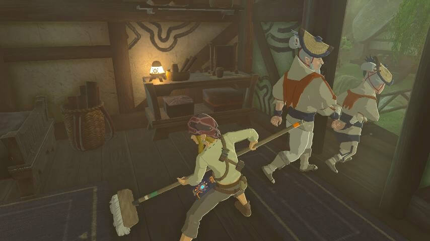 ゼルダの伝説ブレスオブザワイルドにあるカカリコ村のナーキンとメロが外出する様子