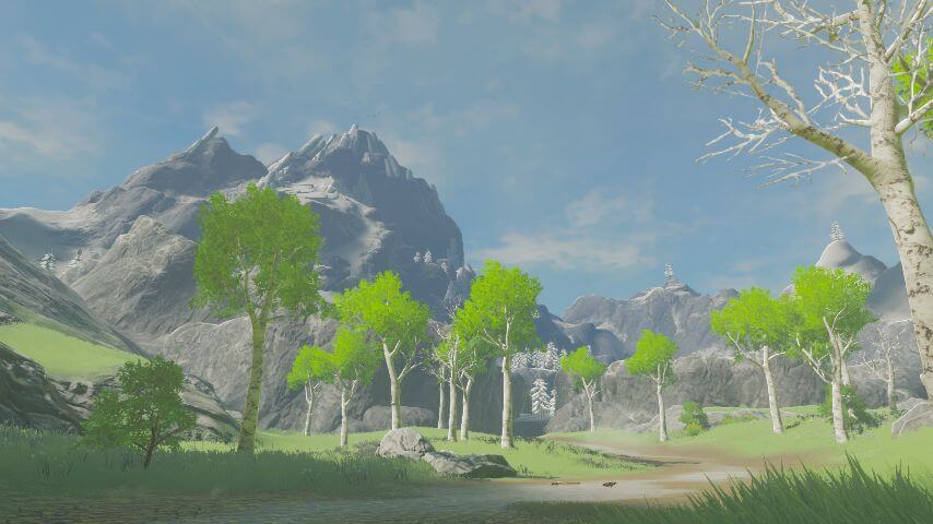 ゼルダの伝説ブレスオブザワイルドにあるネルドーラ雪原の西端の景色