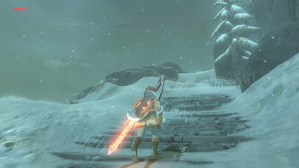 ゼルダの伝説ブレスオブザワイルドにあるラネール山の参道には階段がある