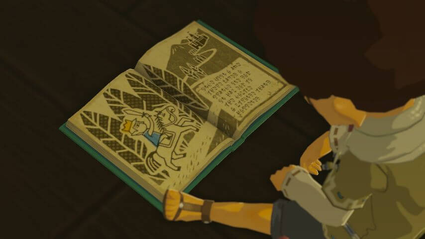 ゼルダの伝説ブレスオブザワイルドにあるハテノ村。雨の日にクーリンは家で絵本を読む。