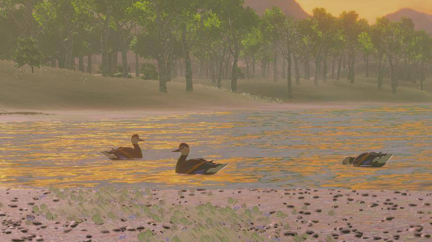 ゼルダの伝説ブレスオブザワイルドにあるコモロ池。夕方の様子