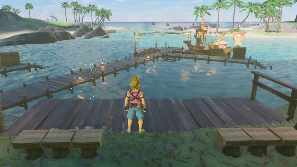 ゼルダの伝説ブレスオブザワイルドにあるウオトリー村。宿屋から見えるハテール海。