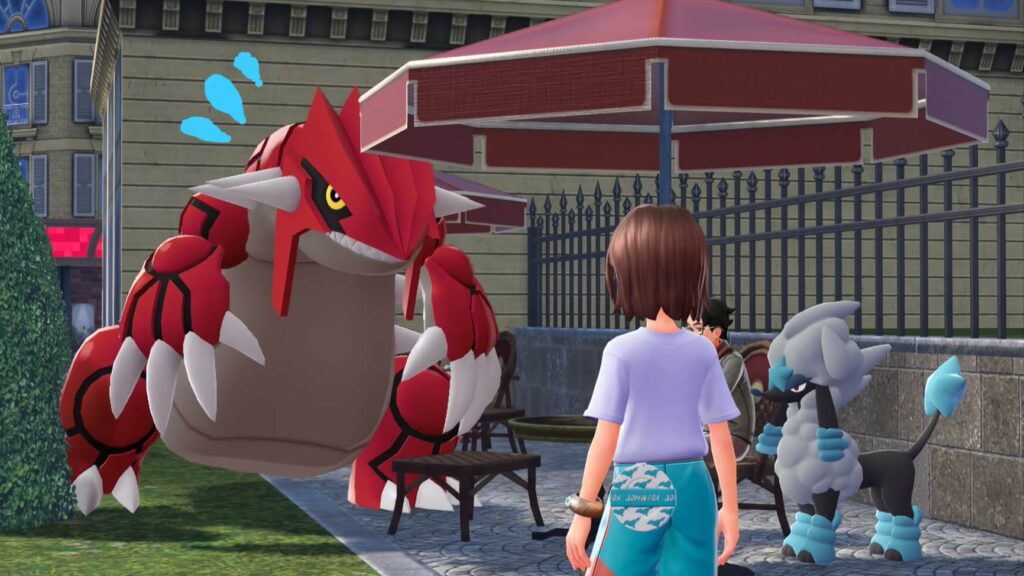 ポケモンレジェンズZAにあるカフェ・トウトウで椅子に挟まるグラードン