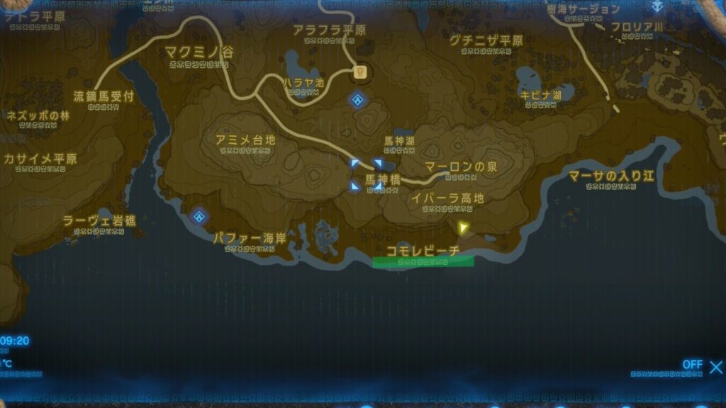 ゼルダの伝説ブレスオブザワイルドにあるハイラルの地図