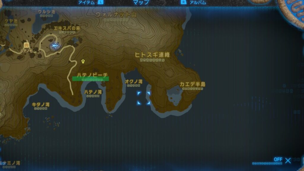 ゼルダの伝説ブレスオブザワイルドにあるハイラルの地図