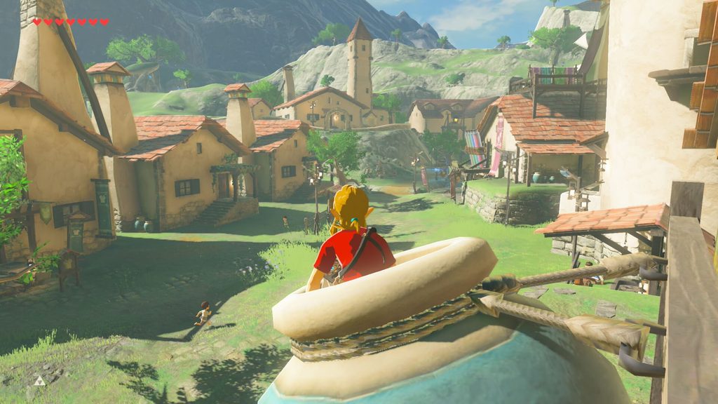 ゼルダの伝説ブレスオブザワイルドにあるよろず屋イースト・ウィンド。看板の上のツボに入れる。