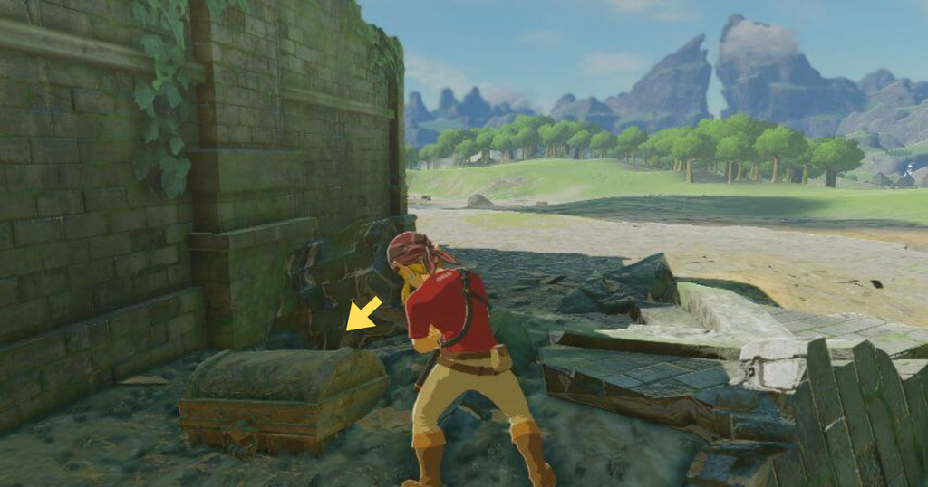 ゼルダの伝説ブレスオブザワイルドExにあるコモロ駐屯地跡。太古の仮面が隠されている。