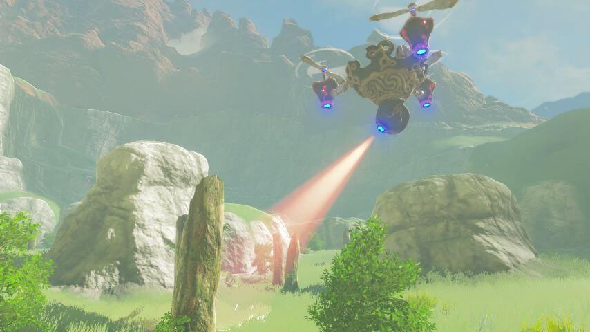 ゼルダの伝説ブレスオブザワイルドにある力の泉の近くで巡回している飛行型ガーディアン